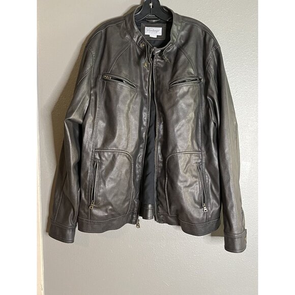 Vintage Brand Leather Men's XL Black Motorcycle Jacket - Picture 1 of 13